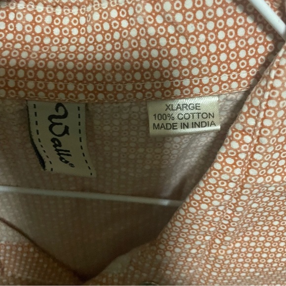 Walls XL Men’s Long Sleeve Pearl Snap Western Work Shirt Orange White - Picture 5 of 6